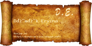 Dömök Ervina névjegykártya